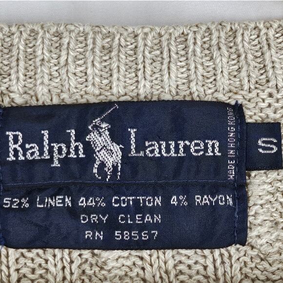 RALPH LAUREN KNIT BEIGE PULLOVER SWEATER – WOMEN'S SIZE S – CABLE TEXTURE - Picture 6 of 9